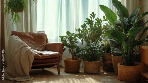 Cozy Indoor Seating Area With Plants and Natural Light in a Serene Living Space