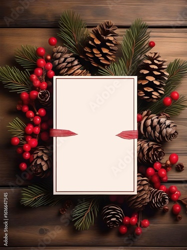 christmas greeting card with fir branches