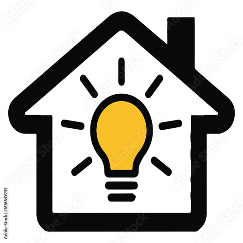 A bright lightbulb shines within a house outline, symbolizing innovative energy solutions for the home