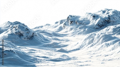 Snow Landscape on White Background for Winter Designs
