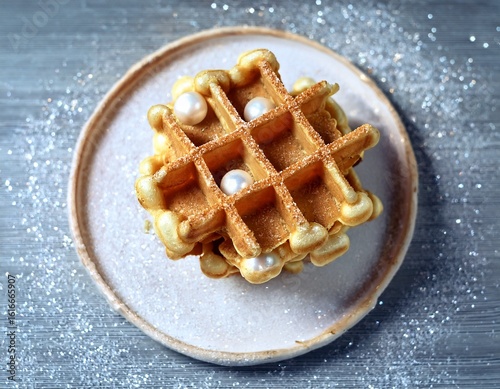 golden li ge waffle pearl sugar crispy edges dessert belgian waffle