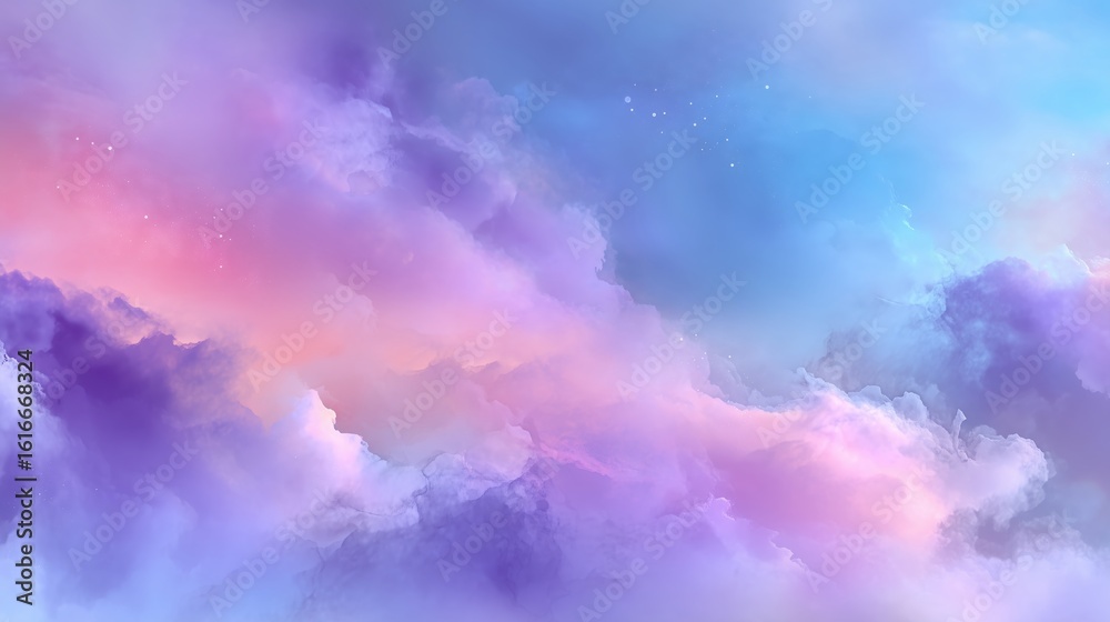 Obraz premium ピンク、紫、青のグラデーションの柔らかな雲の背景 | Soft clouds in pink, purple, and blue gradient background