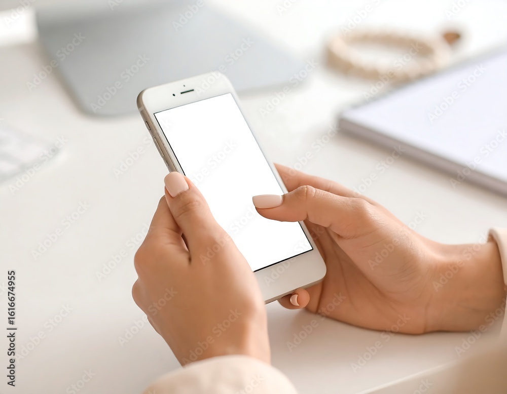 Woman holding smartphone Woman holding smartphone