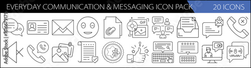 Everyday Communication & Messaging Icon Set – 20 Line Icons for Digital & Print

