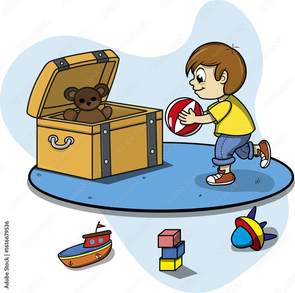 Φωτογραφία Niño juguetón jugando felizmente con juguetes, descubriendo tesoros, disfrutando de la alegría y la diversión de la infancia