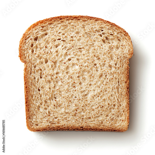 Slice of Whole Wheat Bread on White Background