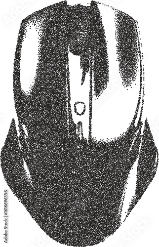 Mouse retro y2k stipple design computer halftone brutalist urban vector png with clear background, peripheral 2000s photocopy grunge tattoo gen z effect