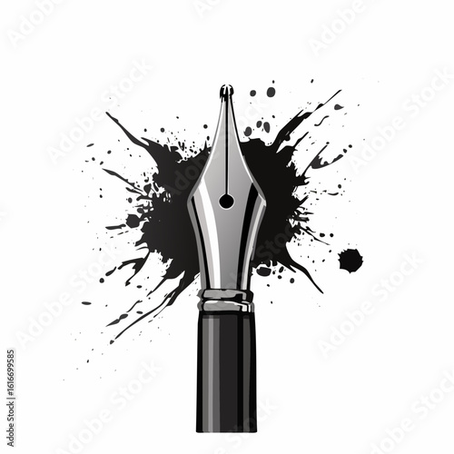 Pen with ink splatter

