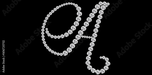 Silver Diamonds Alphabet Letter A Luxury Text Design Vector Illustration.	