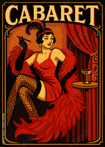 Cabaret. Vector vintage poster with lettering