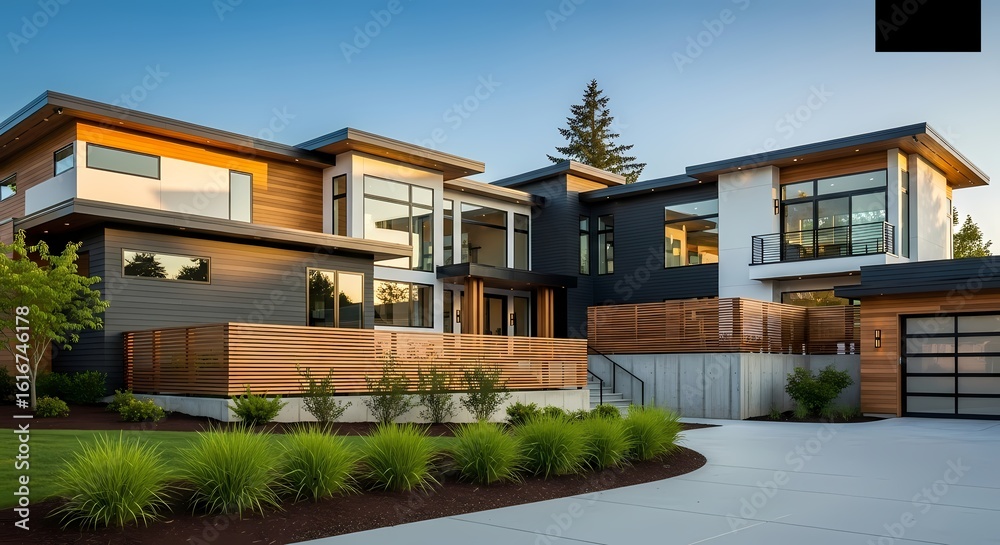 Fototapeta premium Modern Home Exterior Architecture Real Estate Photo