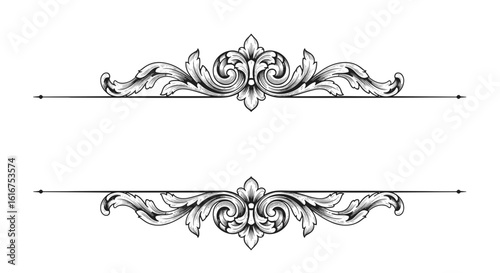 Ornate vintage decorative frame in black and white design  