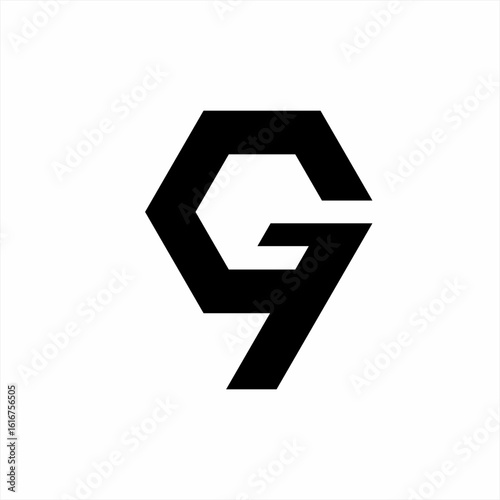G 97 logo design with hexagon concept.