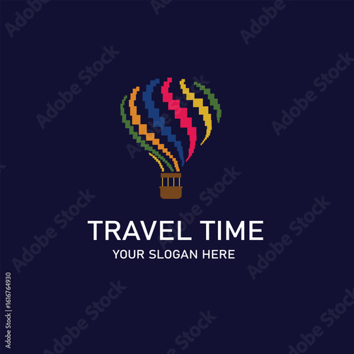 hot air balloon icon isolated on dark background