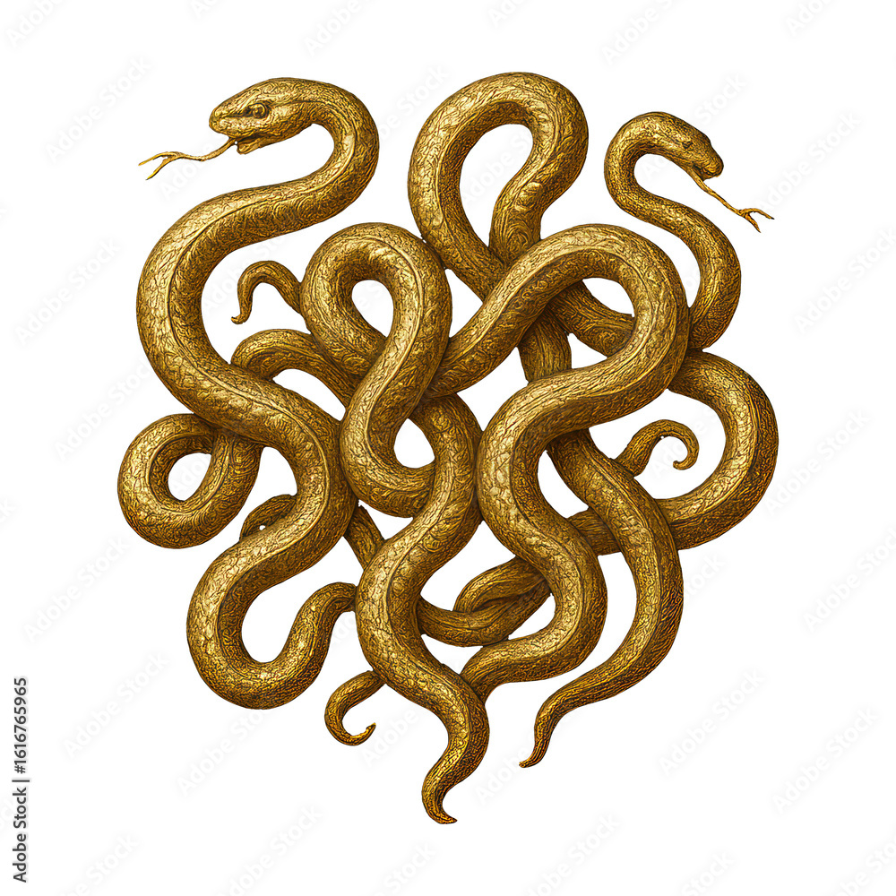 Obraz premium PNG Intricate golden snake illustration