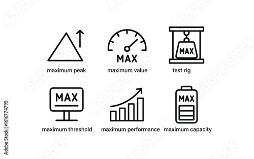 straight perfect stroke icon mono icons style isolated maimum peak indicator maimum value gau maimum load test rig maimum threshold limit maimum performance chart maimum capacity indicator