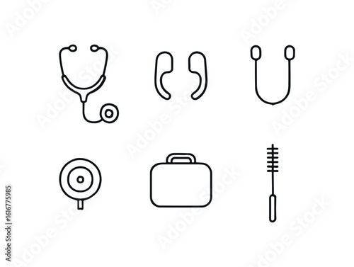 straight perfect stroke icon mono icons style isolated stethoscope diaphragm stethoscope earpiece cushions stethoscope tu stethoscope chestpiece stethoscope case stethoscope cleaning bsh