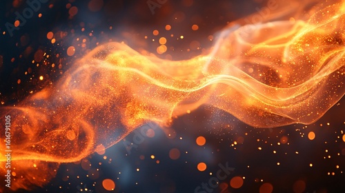 Abstract Fire And Smoke Design Orange And Red Flames On Black Background
