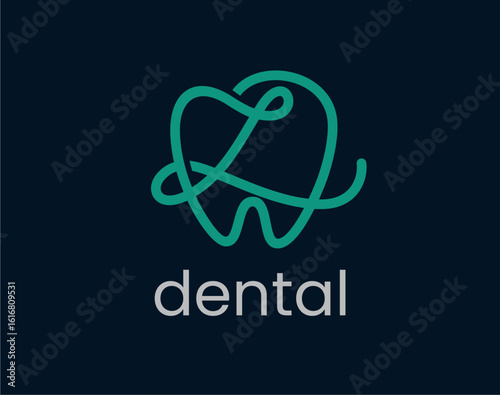 Letter L Dental Logo Design, Modern Initial Dentist Tooth Care Clinic