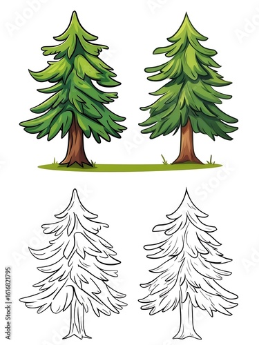 Colorful and Black and White Pine Trees