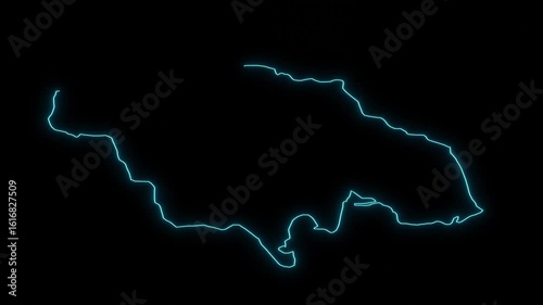 Abstract Futuristic Concept Jamaica Outline Map Animation 4k