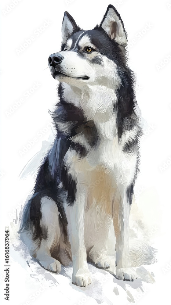 Obraz premium A dog is sitting on a white background