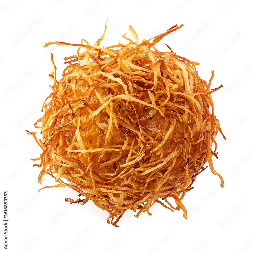 Fototapeta premium Crispy Fried Potato Nest Isolated on White Background