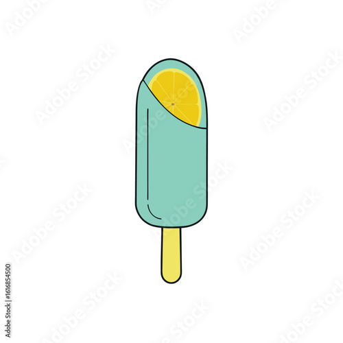 Refreshing popsicle with lemon and mint infused icy texture pattern