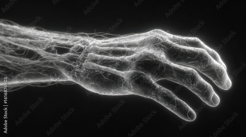 Slowmotion grayscale image of hand losing grip strength fingers trembling and becoming emaciated from motor neuron loss. Slowmotion grayscale image of hand losing grip strength fingers trembling and becoming emaciated from motor neuron loss.
