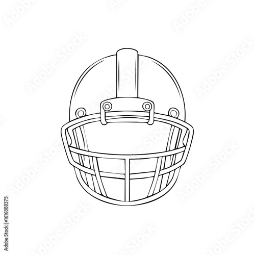 Line art football helmet isolated design element for coloring page projects
