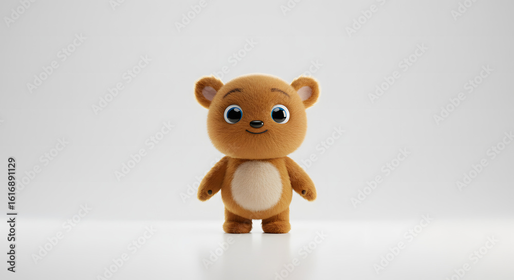 Obraz premium Brown teddy bear isolated on white background cute soft toy illustration