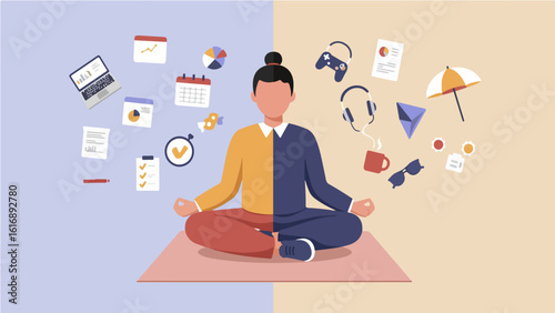 Work Life Balance and Hobbies Concept with Person Meditating