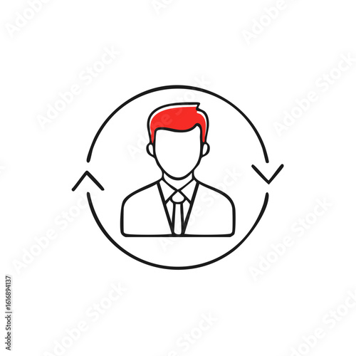 Free Download Employee replacement and staff turnover line icon with circular refresh arrows - GFXLoad