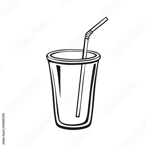 Simple vector illustration of a disposable drink cup with a drinking straw.