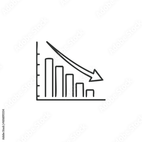 Bar Chart Showing a Downward Trend in Sales and Business Performance