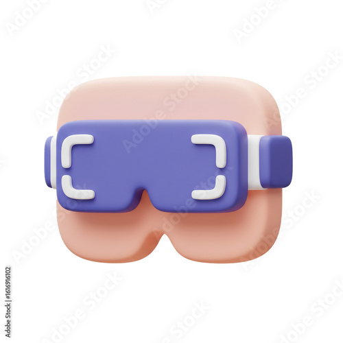 A stylized character explores a digital world with a futuristic virtual reality headset.