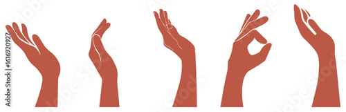 Free hand vector set collection son white background. Hand gestures vector set. Free hands holding vector. Communication using hand gestures. Gestures for teamwork.