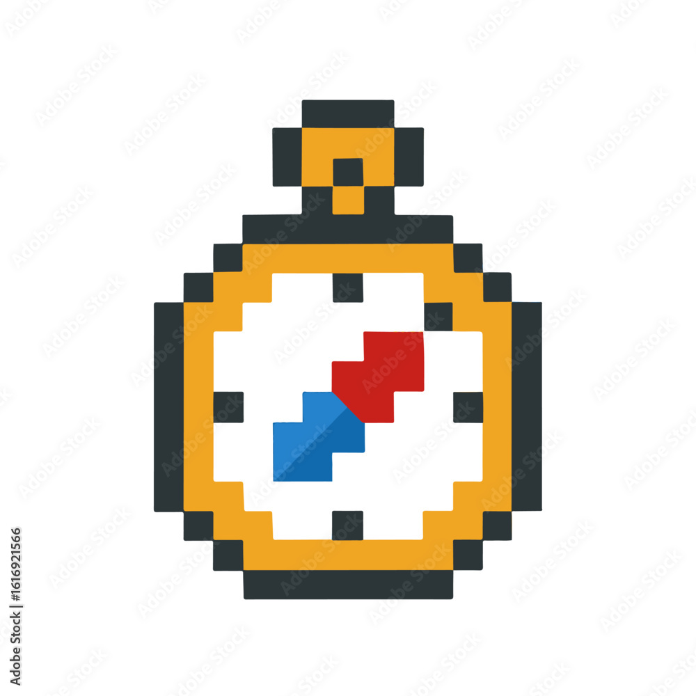 Obraz premium pixel icon compass on white background vector Vector icon pixel art