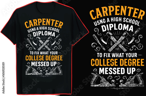 Carpenter T-Shirt Design | Retro Woodworker Funny Craft Graphic