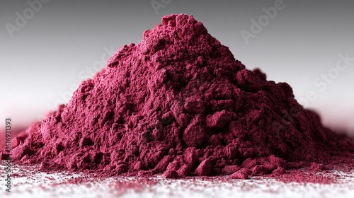 Vibrant Berry Powder: A close-up shot unveils a vibrant pile of powdered berries, showcasing the texture and intense color of the product.