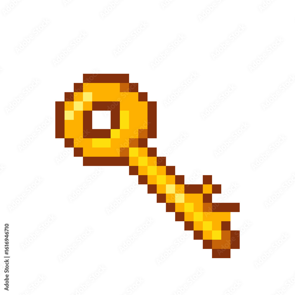 Fototapeta premium Pixel Art of a Golden Key