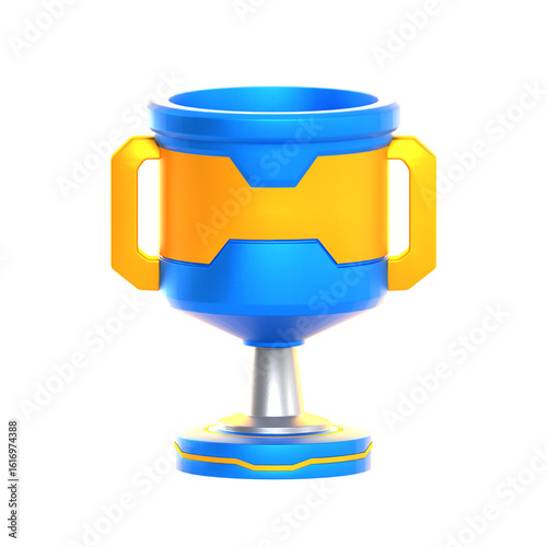 3D Rendered Simple Glossy Trophy for Champion Winner Illustration Asset