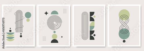 Modern Bauhaus Poster Set Geometric Abstract Art Prints.Set Collection .Vector Illustration 