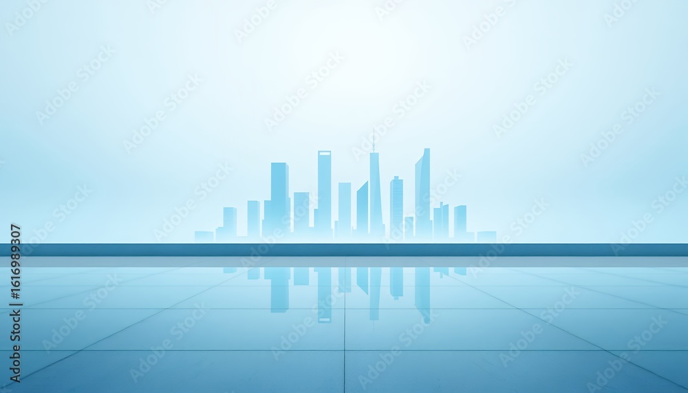 Fototapeta premium City Skyline Reflection Abstract Background Blue Tone Image