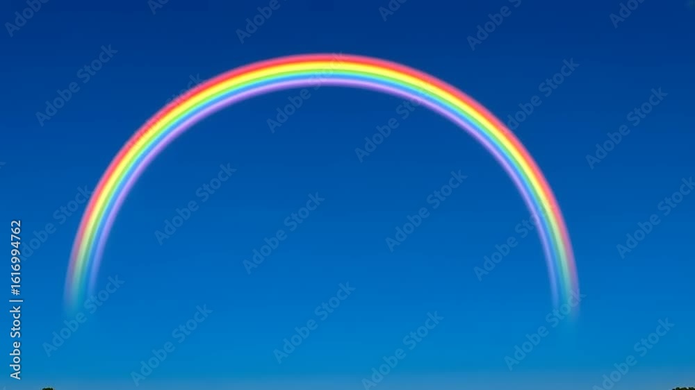Sequence of Rainbow Arches Over a Clear Blue Sky Demonstrating Natural Spectral Phenomenon