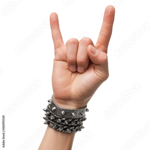 Photo of a Hand Showing Rock and Roll Sign with Bracelet - Music, Rock