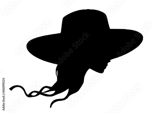Silhouette of a Woman with a Wide-Brimmed Hat