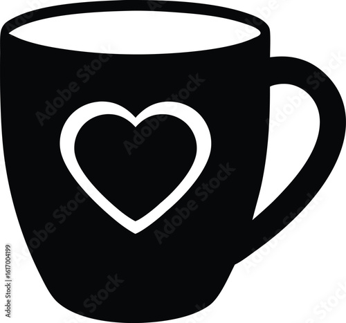 mug with solid heart vector icon.