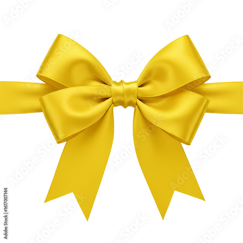 Yellow bow ribbon isolated on white background