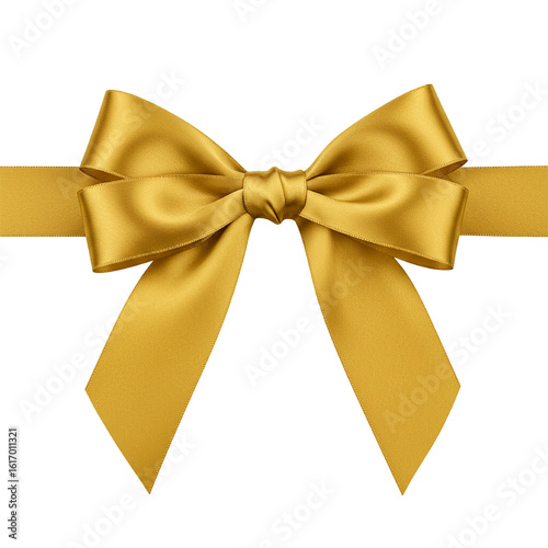 Gold bow ribbon isolated on transparent background

